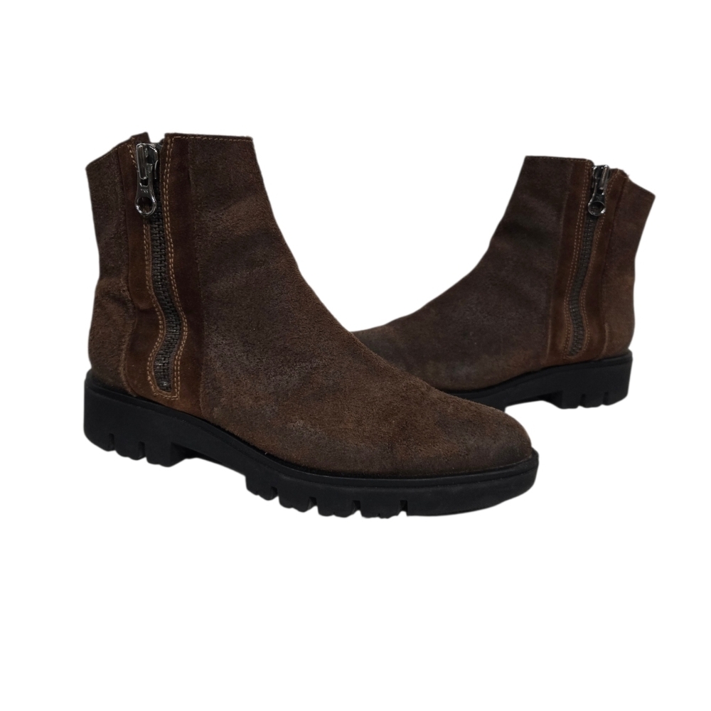 Eric Michael Dark Brown Oiled Leather Ankle Boots